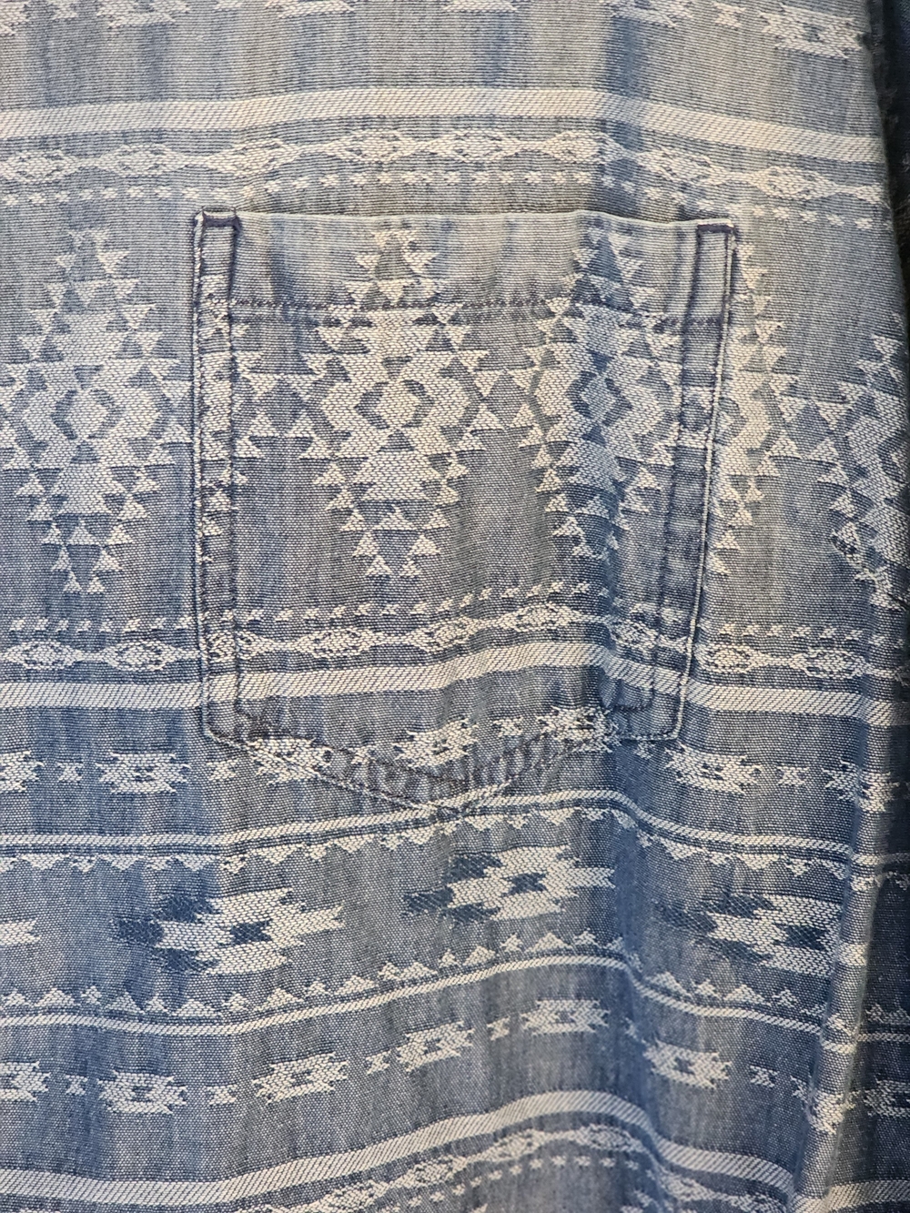 ARIAT Vintage Blue Aztec-Pattern Button-Down Shirt Plus Size XXL - Picture 6 of 11